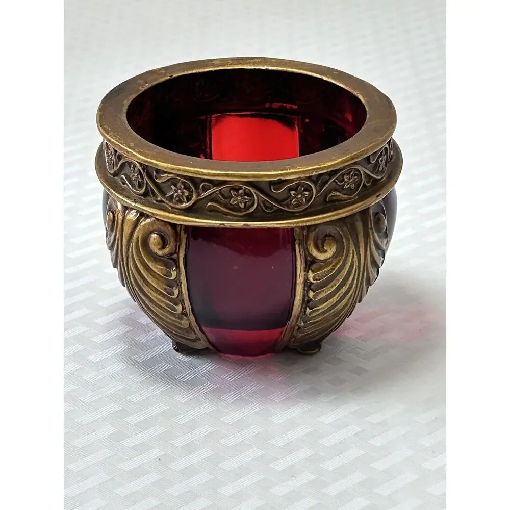 Red & Gold Lucite 2.75” Decorative‎ Vase Bowl